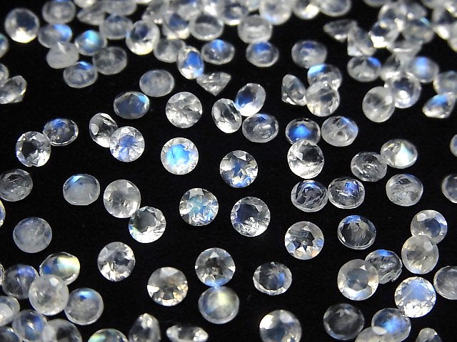 [Video]High Quality Rainbow Moonstone AA++ Loose stone Round Faceted 4x4mm 10pcs