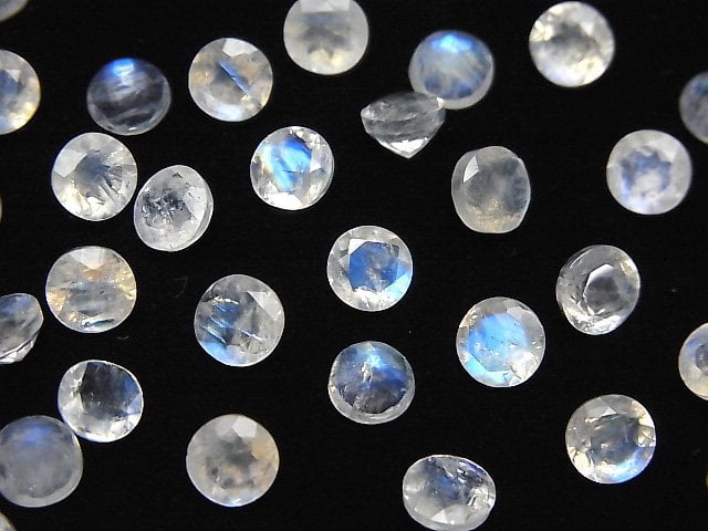 [Video]High Quality Rainbow Moonstone AA++ Loose stone Round Faceted 6x6mm 5pcs