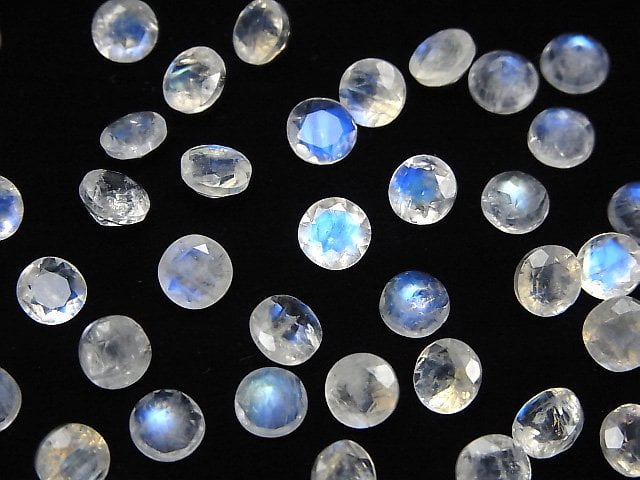 [Video]High Quality Rainbow Moonstone AA++ Loose stone Round Faceted 6x6mm 5pcs