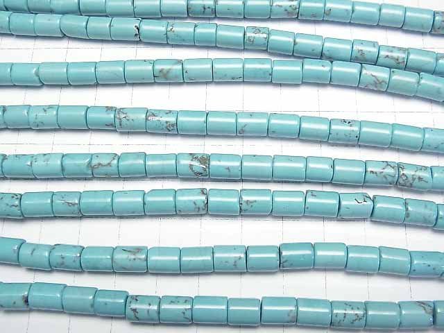 [Video]Magnesite Turquoise Tube 8x6x6mm 1strand beads (aprx.15inch/37cm)