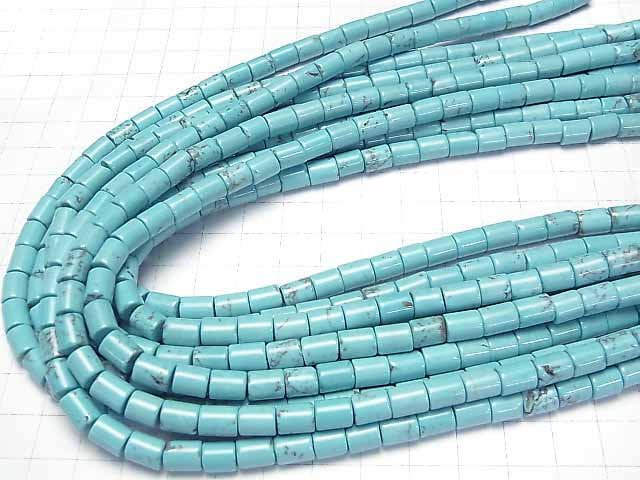 [Video]Magnesite Turquoise Tube 8x6x6mm 1strand beads (aprx.15inch/37cm)