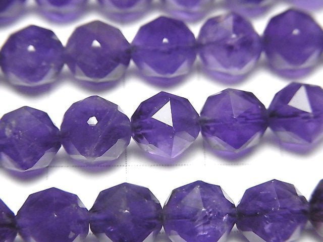 [Video]High Quality! Amethyst AA+ Star Faceted Round 8mm half or 1strand beads (aprx.15inch/36cm)