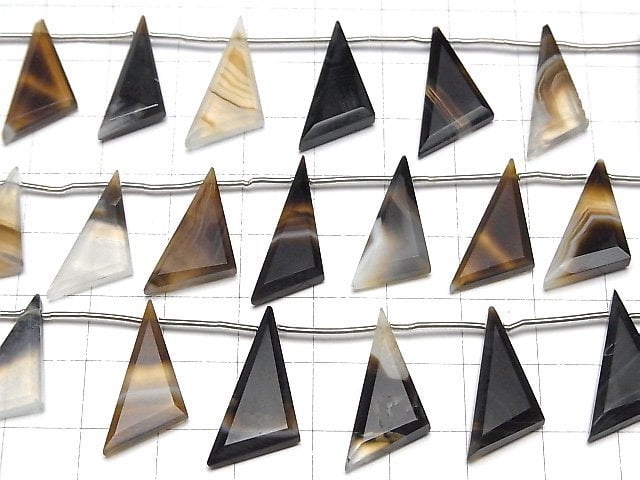 [Video] Black Stripe Agate Flat Triangle 1strand (8pcs )