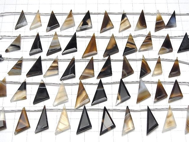 [Video] Black Stripe Agate Flat Triangle 1strand (8pcs )