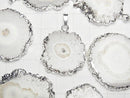 [Video]Indian Solar Quartz (Stalactite) Slice Nugget Pendant Silver Color 1pc