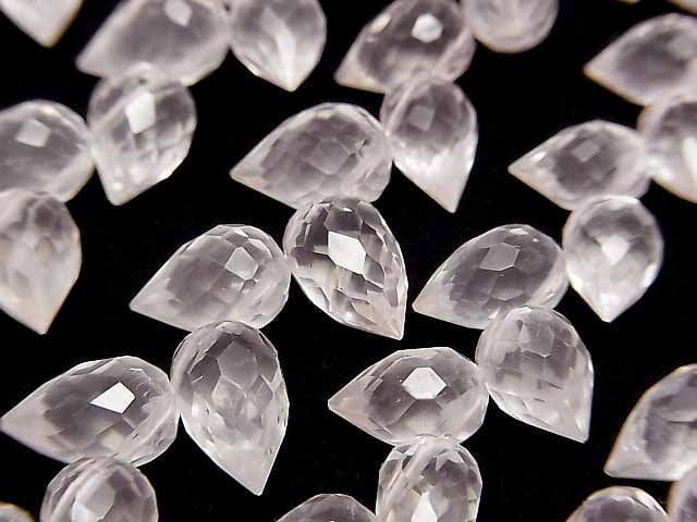 Faceted Briolette, Flower, Rose Quartz Gemstone Beads