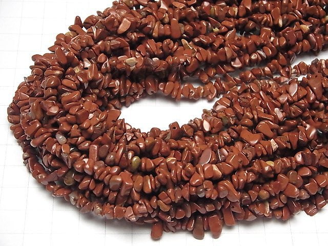 [Video]Red Jasper Chips (Small Nugget ) 1strand beads (aprx.31inch/78cm)