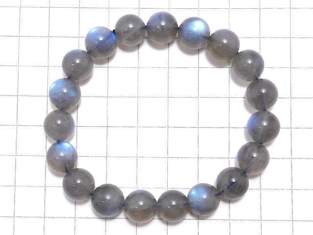 [Video][One of a kind] Blue Labradorite AAA Round 10.5mm Bracelet NO.30