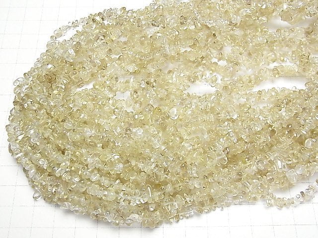 [Video] Light Color Lemon Quartz AA++ Chips (Small Nugget ) 1strand beads (aprx.33inch/83cm)