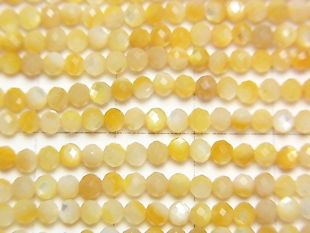 [Video]High Quality! High Quality Yellow Shell AAA Faceted Round 3mm 1strand beads (aprx.15inch/37cm)