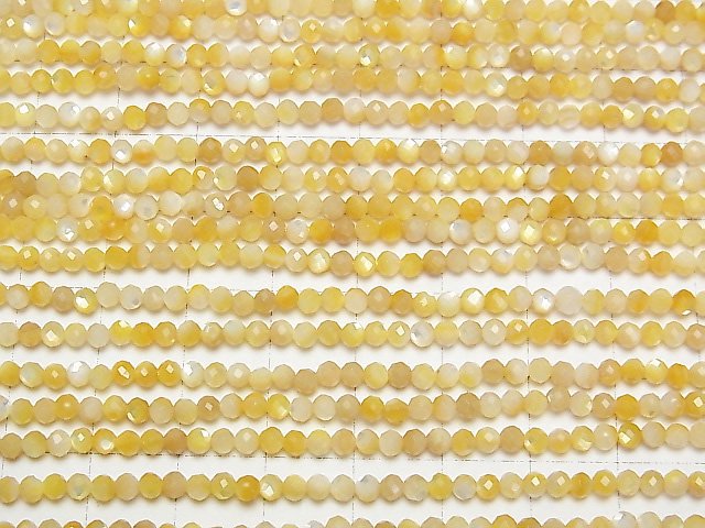 [Video]High Quality! High Quality Yellow Shell AAA Faceted Round 3mm 1strand beads (aprx.15inch/37cm)