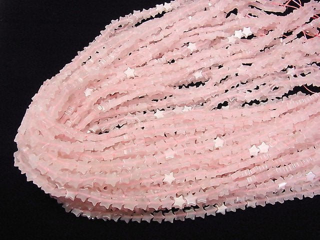 [Video] Rose Quartz AA+ Star 6x6mm 1strand beads (aprx.15inch/36cm)