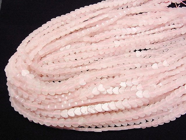 [Video] Rose Quartz AA+ Vertical Hole Heart 6x6mm 1strand beads (aprx.15inch/37cm)