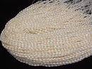 [Video]Fresh Water Pearl Keshi Pearl AA+ Rice 5x3x3mm White 1strand beads (aprx.13inch/33cm)