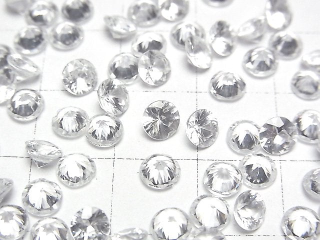 [Video]High Quality Natural White Zircon AAA Loose Stone Round Faceted 5x5mm 2pcs