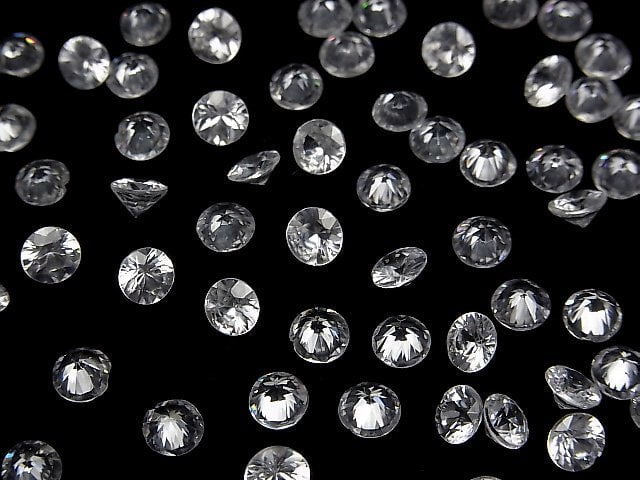 [Video]High Quality Natural White Zircon AAA Loose Stone Round Faceted 5x5mm 2pcs