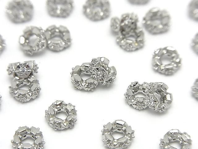 [Video] Metal parts Rondelle 6x6x2.5mm Silver color (with CZ) 2pcs