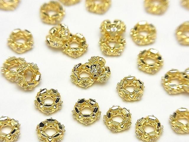 [Video] Metal parts Rondelle 6x6x2.5mm Gold color (with CZ) 2pcs