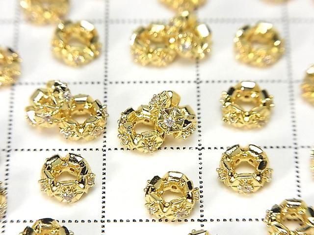 [Video] Metal parts Rondelle 6x6x2.5mm Gold color (with CZ) 2pcs
