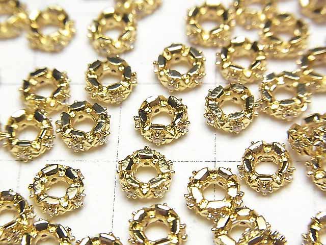 [Video]Metal Parts Roundel 6x6x2.5mm Gold Color (with CZ) 2pcs