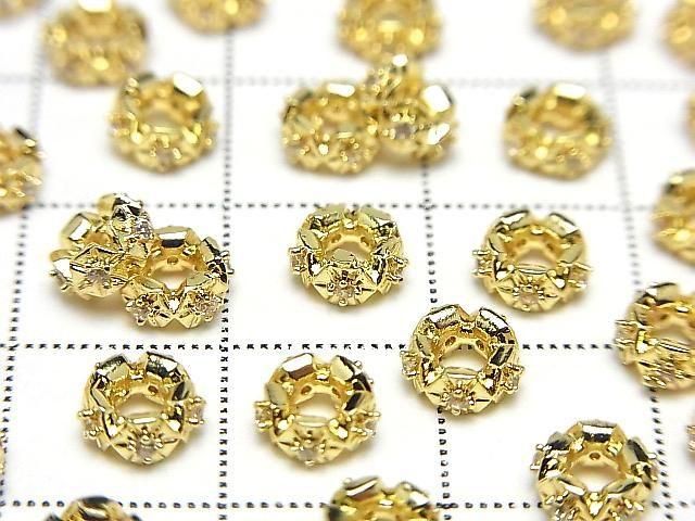 [Video] Metal parts Rondelle 6x6x2.5mm Gold color (with CZ) 2pcs