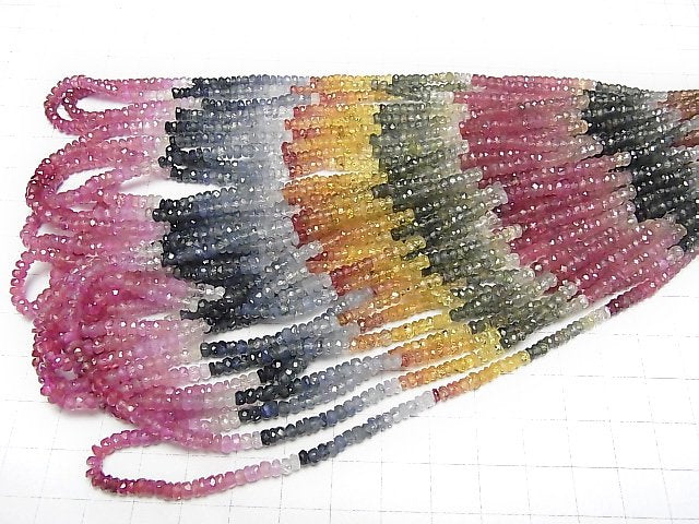 [Video]High Quality Multicolor Sapphire AAA- Faceted Button Roundel half or 1strand beads (aprx.15inch/38cm)