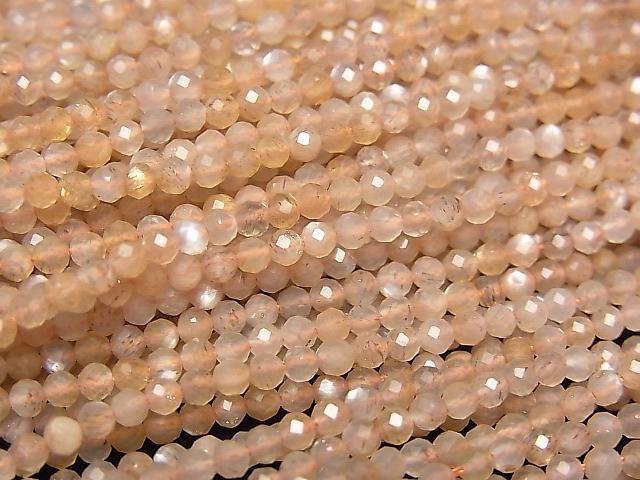 橘色月光石 AA++ 切面圓珠 2.5mm 1串珠子 (約15英吋/36公分) 高品質！
