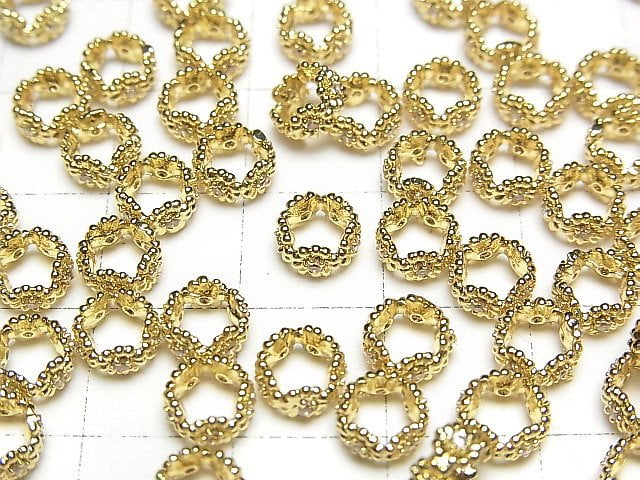 [Video]Metal Parts Rondelle 6x6x3mm Gold Color (with CZ) 2pcs