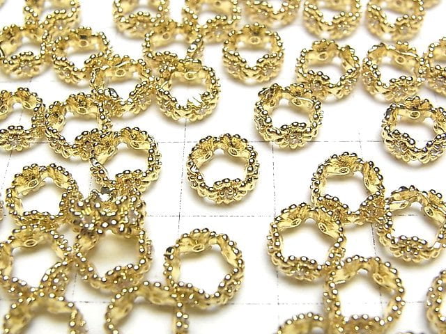 [Video]Metal Parts Rondelle 8x8x4mm Gold Color (with CZ) 2pcs