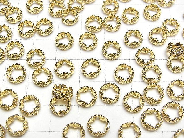 [Video]Metal Parts Rondelle 8x8x4mm Gold Color (with CZ) 2pcs