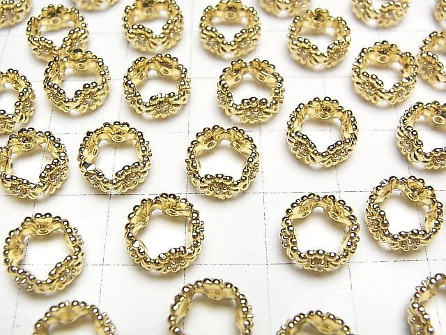 [Video]Metal Parts Rondelle 10x10x5mm Gold Color (with CZ) 2pcs