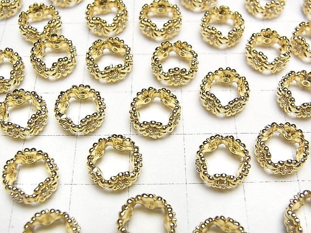 [Video]Metal Parts Roundel 10x10x5mm Gold Color (with CZ) 2pcs