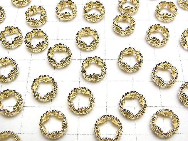 [Video]Metal Parts Rondelle 10x10x5mm Gold Color (with CZ) 2pcs