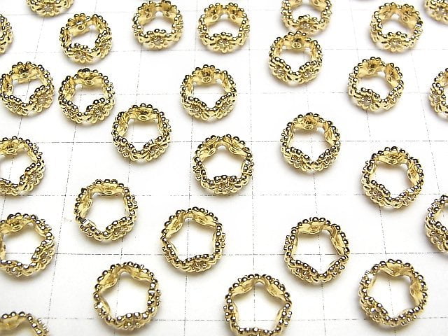 [Video]Metal Parts Roundel 10x10x5mm Gold Color (with CZ) 2pcs