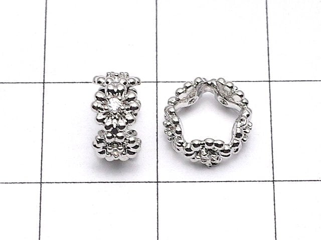 [Video]Metal Parts Rondelle 8x8x4mm Silver Color (with CZ) 2pcs
