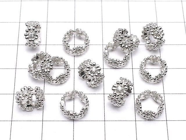 [Video]Metal parts Rondelle 10x10x5mm Silver color (with CZ) 2pcs