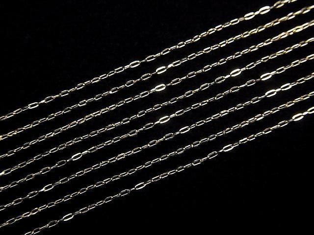 [Video][K10 Yellow Gold] Multiple Facets Azuki Bean Necklace, Oval Chain, Approx. 0.7mm Wide, 1 Piece