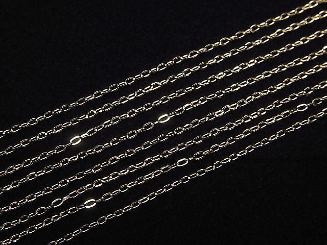 [Video][K10 Yellow Gold]Multiple Facets Flat Cable Chain Approx. 1mm Wide Necklace 1pc