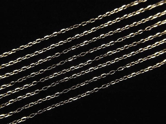 [Video] [18K Yellow Gold] 4-Faceted Flat Cable Chain Approx. 1mm Wide Necklace 1pc
