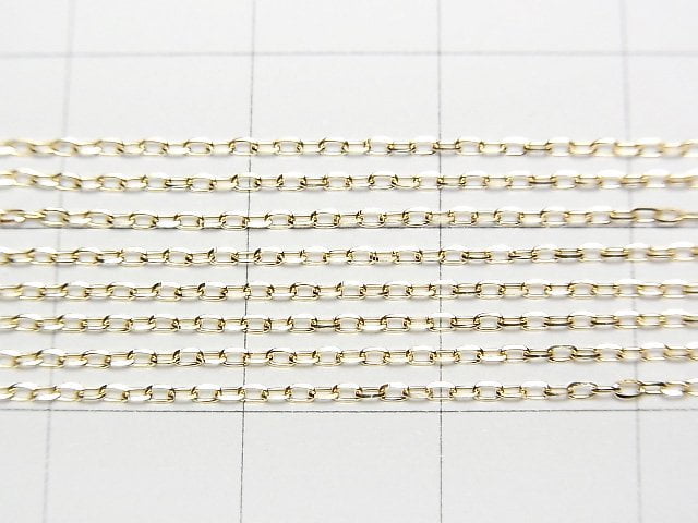 [Video][18K Yellow Gold]4Faceted Flat Cable Chain Approx 1mm Width Necklace 1pc