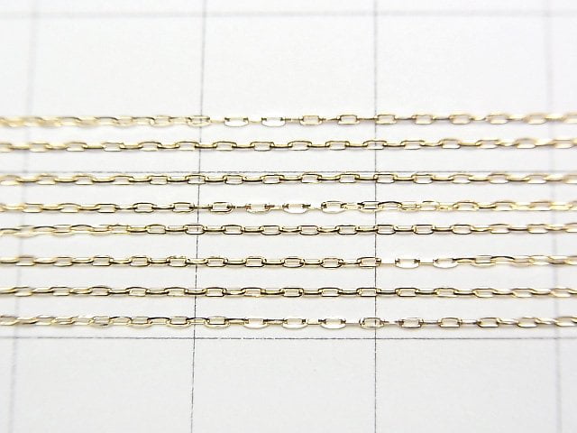 [Video][18K Yellow Gold]Multiple Facets Azuki Bean, Oval Chain Approx. 0.7mm Width Necklace 1pc