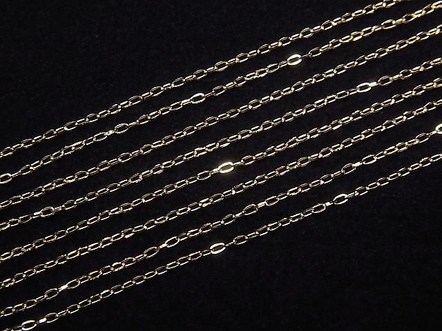 [Video] [18K Yellow Gold] Multiple Facets Flat Cable Chain Approx. 1mm Wide Necklace 1pc