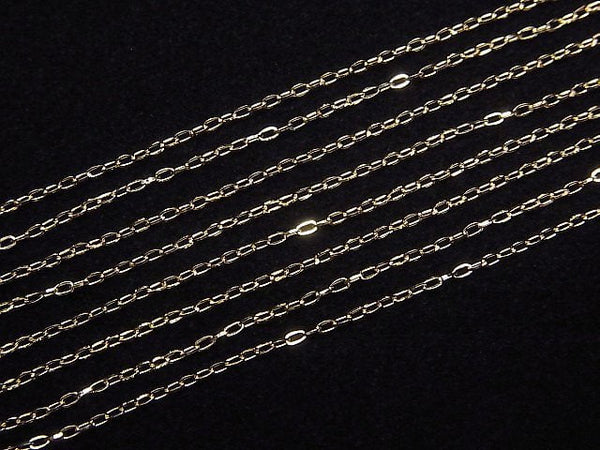 [Video][18K Yellow Gold]Multiple Facets Flat Cable Chain Approx. 1mm Width Necklace 1pc