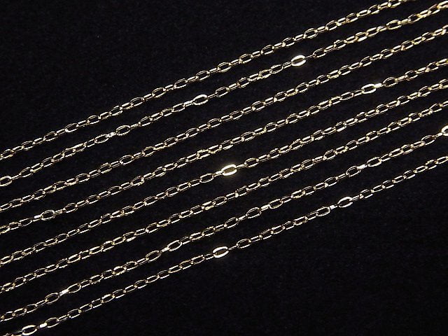 [Video][18K Yellow Gold]Multiple Facets Flat Cable Chain Approx. 1mm Width Necklace 1pc