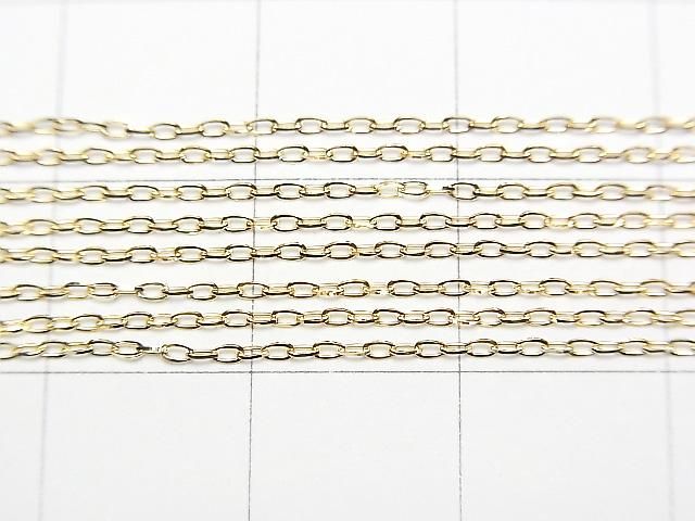 [Video] [18K Yellow Gold] Multiple Facets Flat Cable Chain Approx. 1mm Wide Necklace 1pc