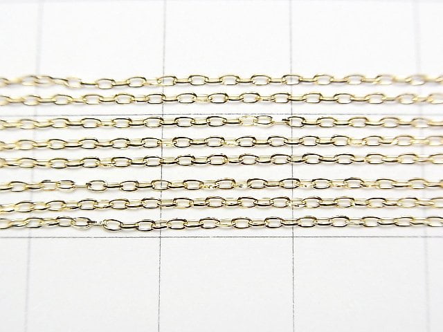 [Video][18K Yellow Gold]Multiple Facets Flat Cable Chain Approx. 1mm Width Necklace 1pc