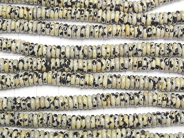 [Video]Dalmatian Jasper Rondelle 6x6x2mm 1strand beads (aprx.15inch/37cm)