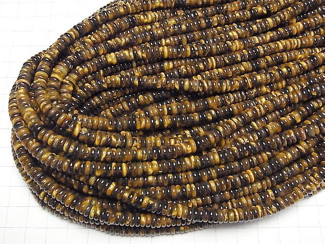 [Video]Yellow Tiger's Eye Roundel 6x6x2mm 1strand beads (aprx.15inch/37cm)