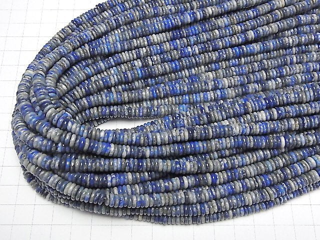 [Video]Lapislazuli Rondelle 6x6x2mm 1strand beads (aprx.15inch/37cm)