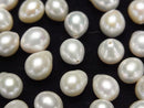 [Video] Fresh Water Pearl AA++ Loose stone Drop -Potato 8-11mm [Half Drilled Hole] White 10pcs